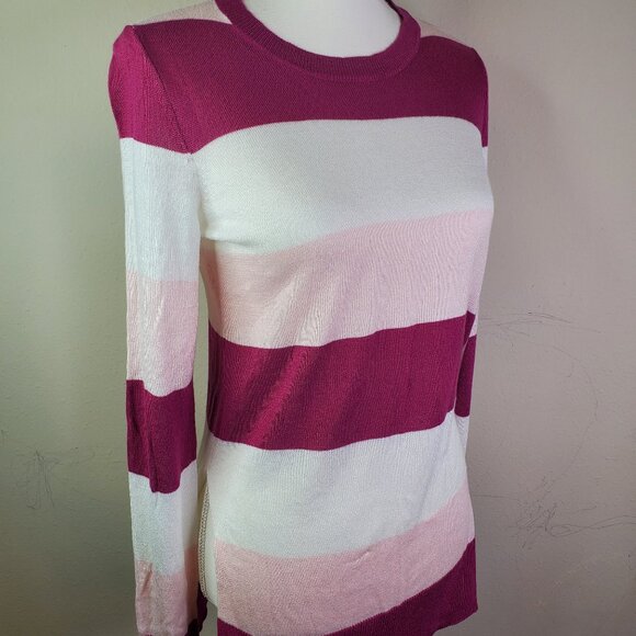 MAISON JULES Juniors Pink Color Block Stripe Tunic Sweater XS - Picture 1 of 9
